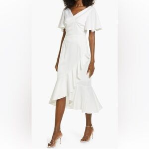 Amy Lynn V-Neck Ruffle Midi Tea Dress